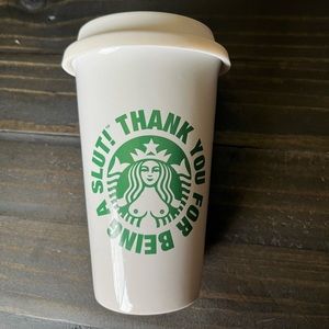 Ceramic coffee cup with rubber lid from ALF